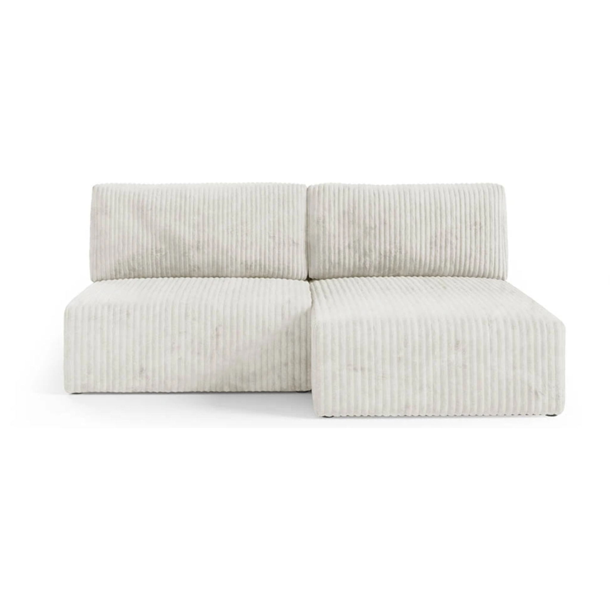 ELIOR - Canapé d'angle convertible et modulable 4 places en côtelé beige