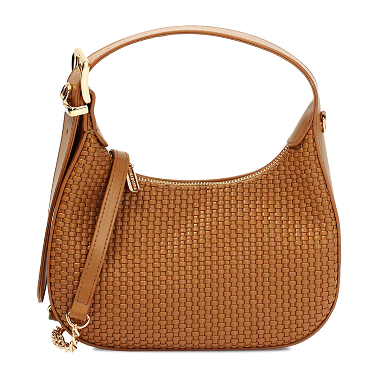 Mini bag donna cognac intrecciata