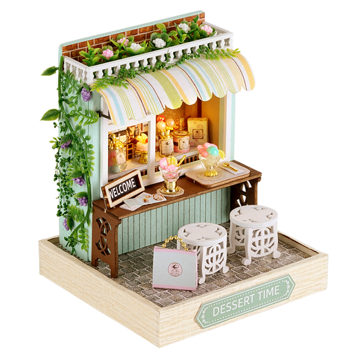 Collezione Angolo della Felicità, Tempo di Dessert. Modello 3D realistico con grande dettaglio, copertura antipolvere e luci LED.