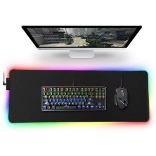 Tappetino per mouse da gioco GMS-WT-5 con luci LED RGB. Dimensioni 80x30 cm, spessore 4 mm.