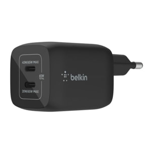 Chargeur BELKIN USB C x2 65W GaN PPS Noir