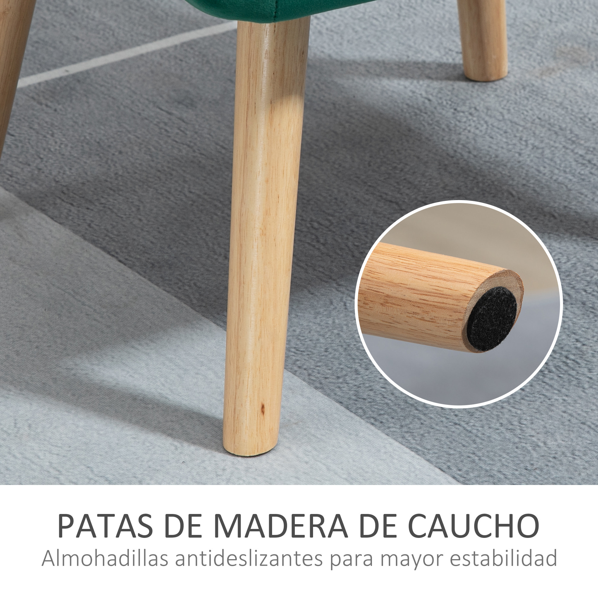 Butaca de Salón Moderna, Sillón Lectura Tapizado en Terciopelo con Asiento Ancho, Patas de Madera, Fácil Montaje, Sillón Relax para Sala de Estar, Dormitorio y Balcón, Verde