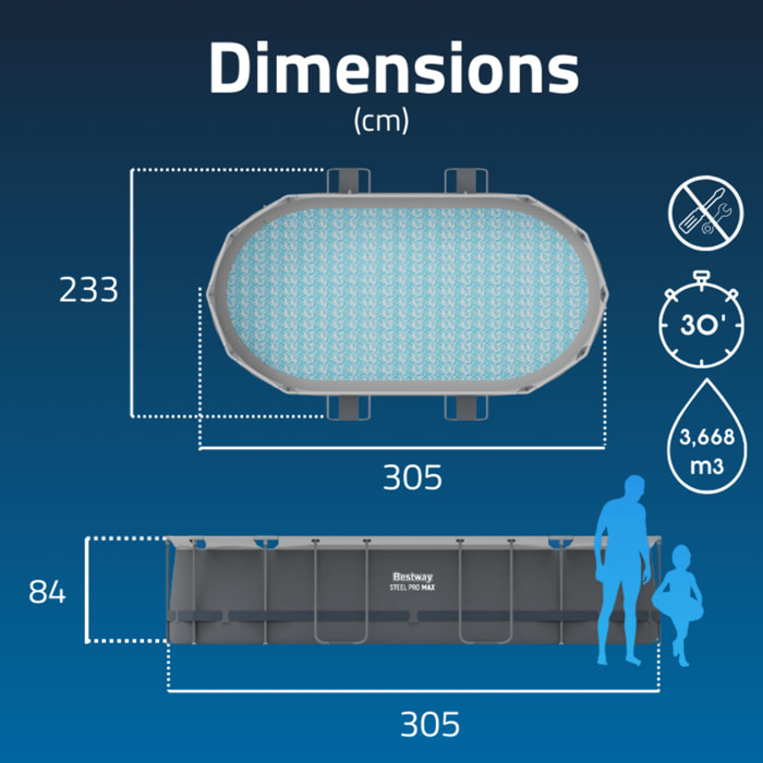 Bestway Piscine hors sol - Ovale - Steel Pro Max - 305 x 200 x 84 cm