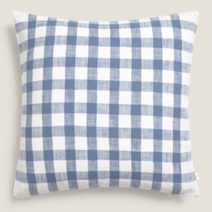 Funda de cojín algodón cuadros Soncuad color azul Algodón