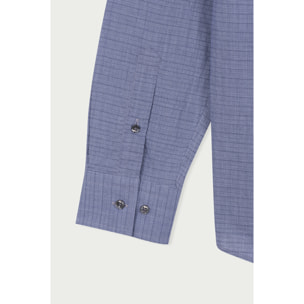 Camicia 1 Bottone Button Downuomo Slim Popeline Fantasia Grigio/Nero