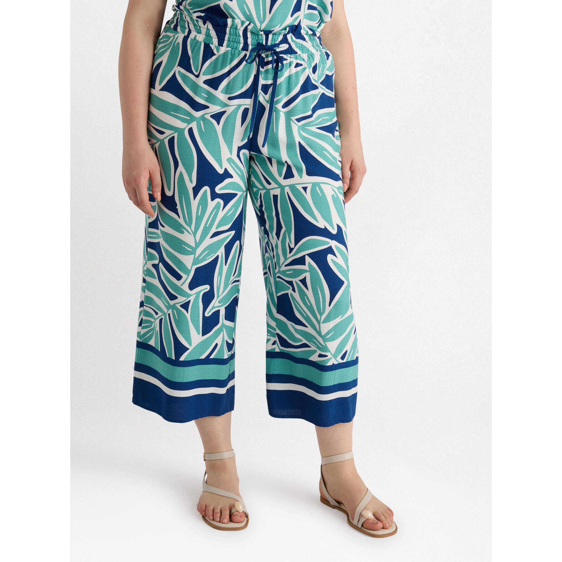 Fiorella Rubino - Pantaloni stampati in viscosa LENZING™ ECOVERO™ - Blu