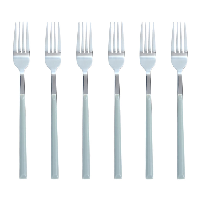 Lot de 6 fourchettes grises en acier inoxydable  COLORAMA