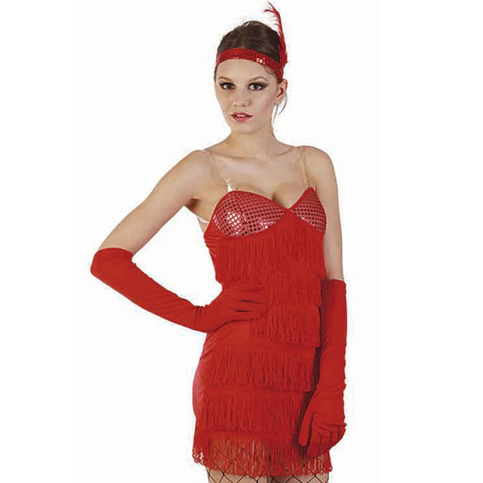 Costume Carnevale Charleston Burlesque Rosso Donna