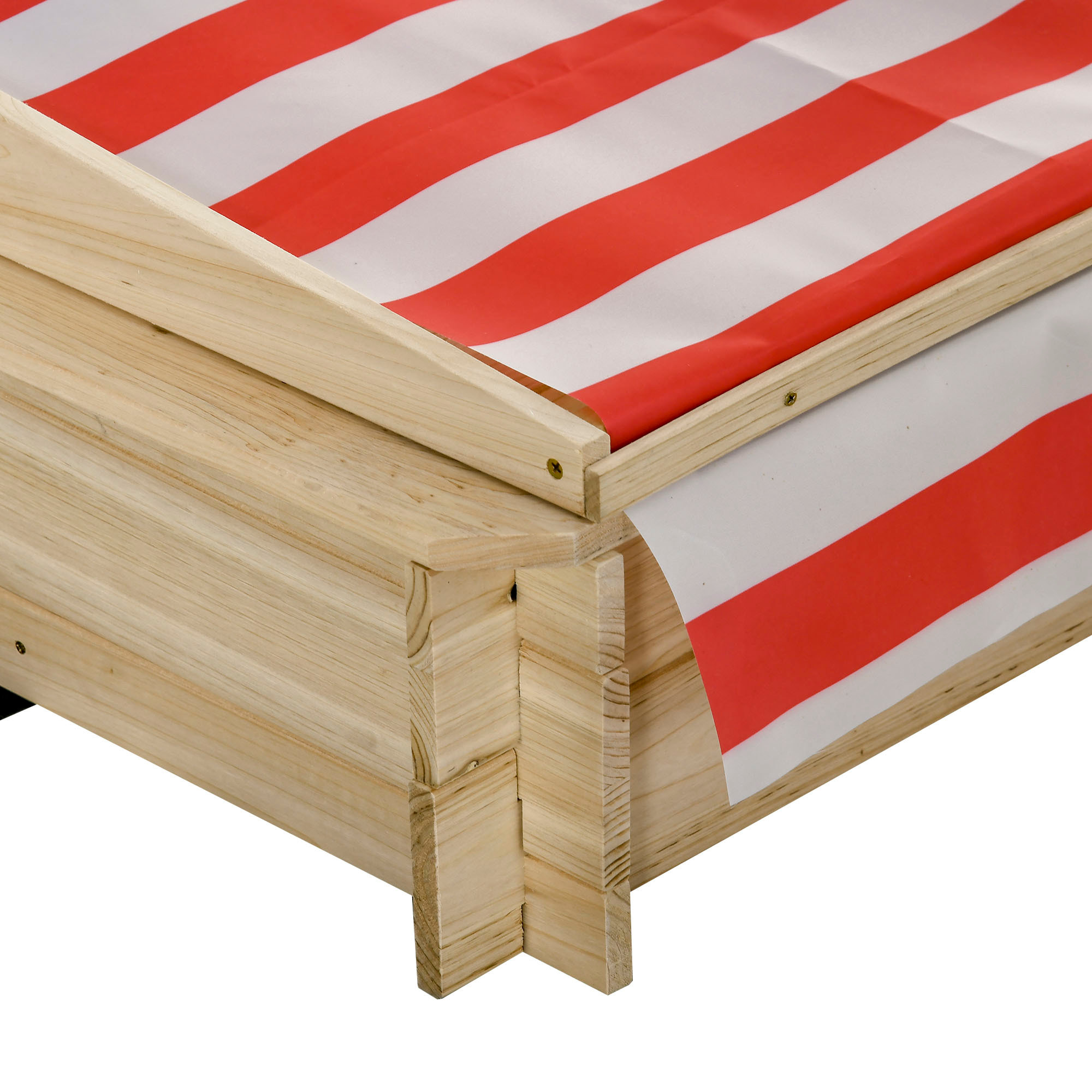 Bac à sable bois carré dim. 1,18L x 1,18l x 1,18H m - hauteur, inclinaison toit réglables, refermable - 2 bacs - bois sapin autoclave