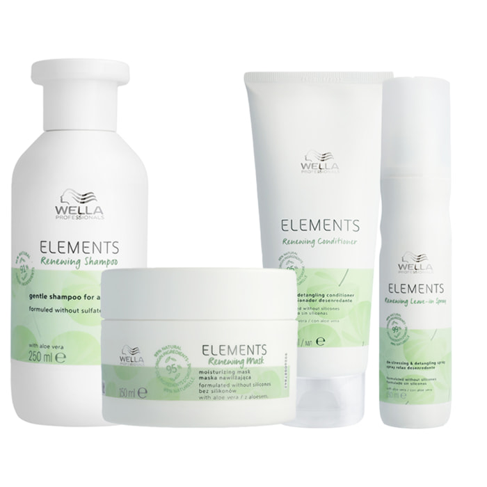 WELLA Kit Elements Renewing Shampoo 250ml + Mask 150ml + Conditioner 200ml +  Leave-In Spray 150ml