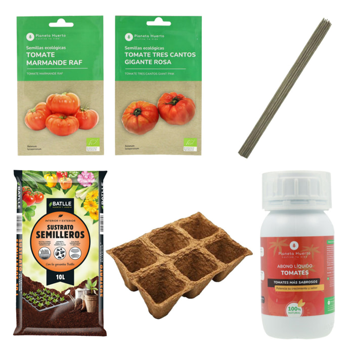 PLANETA HUERTO | Pack Tomate Ecológico Planeta Huerto – Todo lo Necesario para Cultivar Tomates en Casa