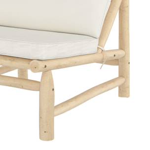 Fauteuil de jardin en teck et coussins blanc cassé - Makam