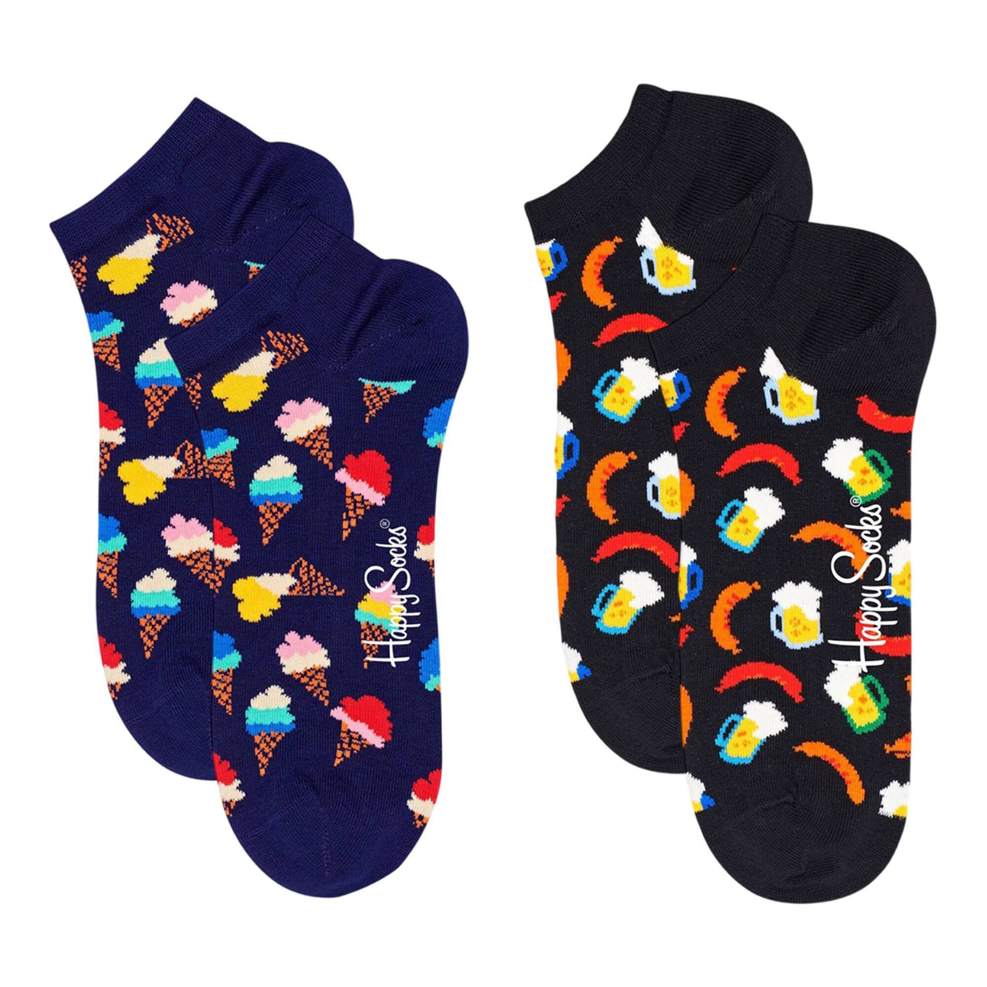 Set de 2 pares de calcetines - diseños "Ice Cream" y "Beer", corte bajo