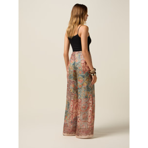 Oltre - Pantaloni palazzo in raso - Beige