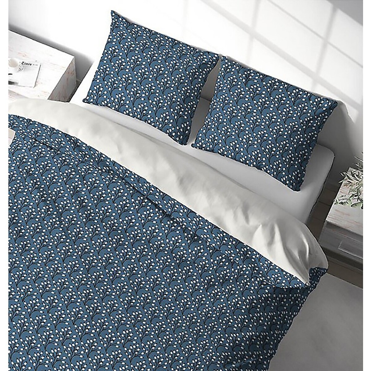 Parure housse de couette polyester bleu