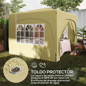 Carpa Plegable Gazabo 3x3 m con Paneles Laterales UPF50+ Cenador Pabellón de Jardín con Altura Ajustable y Bolsa de Transporte para Camping Fiestas Patio Terraza