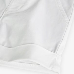 Bermudas niÃ±o, satÃ©n estampado liso, blanco