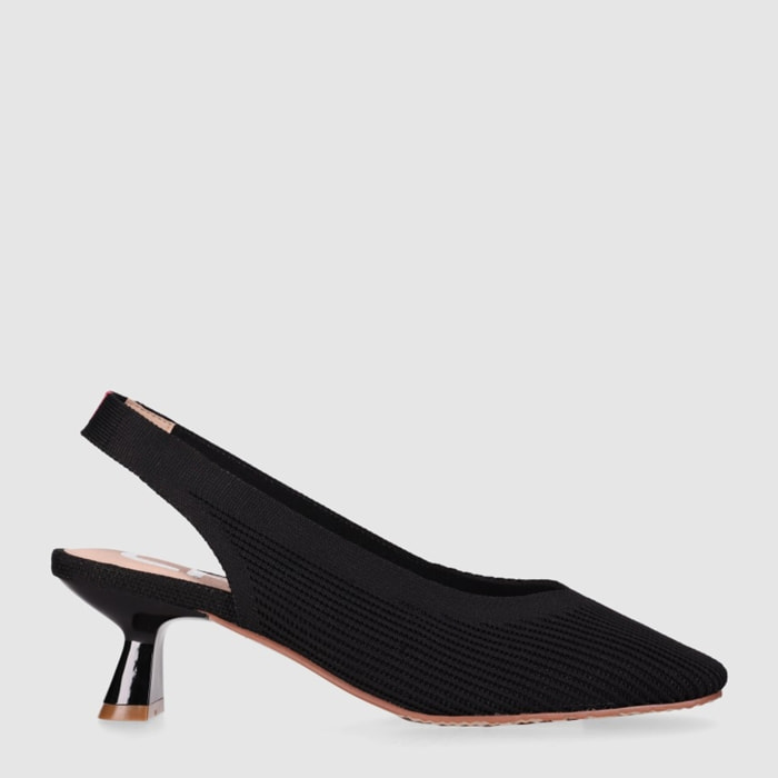 Zapatos de Tejido - Negro - Tacón: 4 cm