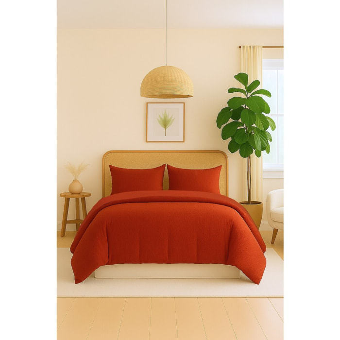 Parure housse de couette gaze de coton ocre