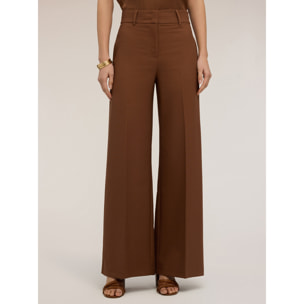 Motivi - Pantaloni palazzo in tessuto armaturato - Marrone
