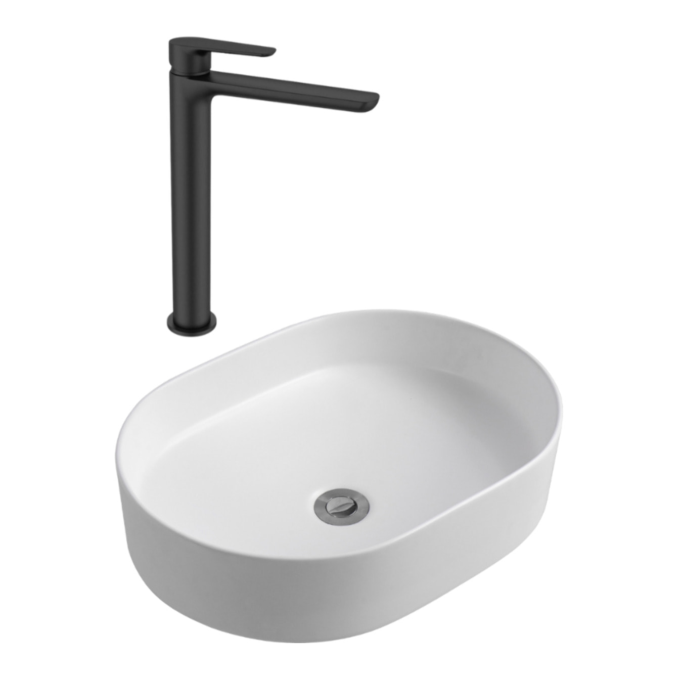 PixL 50x36,5x12 cm vasque à poser + Swiss Aqua Technologies Mood mitigeur lavabo XL + Ceramia PixL bonde (CEPX50WMSAT285C)