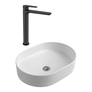 PixL 50x36,5x12 cm vasque à poser + Swiss Aqua Technologies Mood mitigeur lavabo XL + Ceramia PixL bonde (CEPX50WMSAT285C)