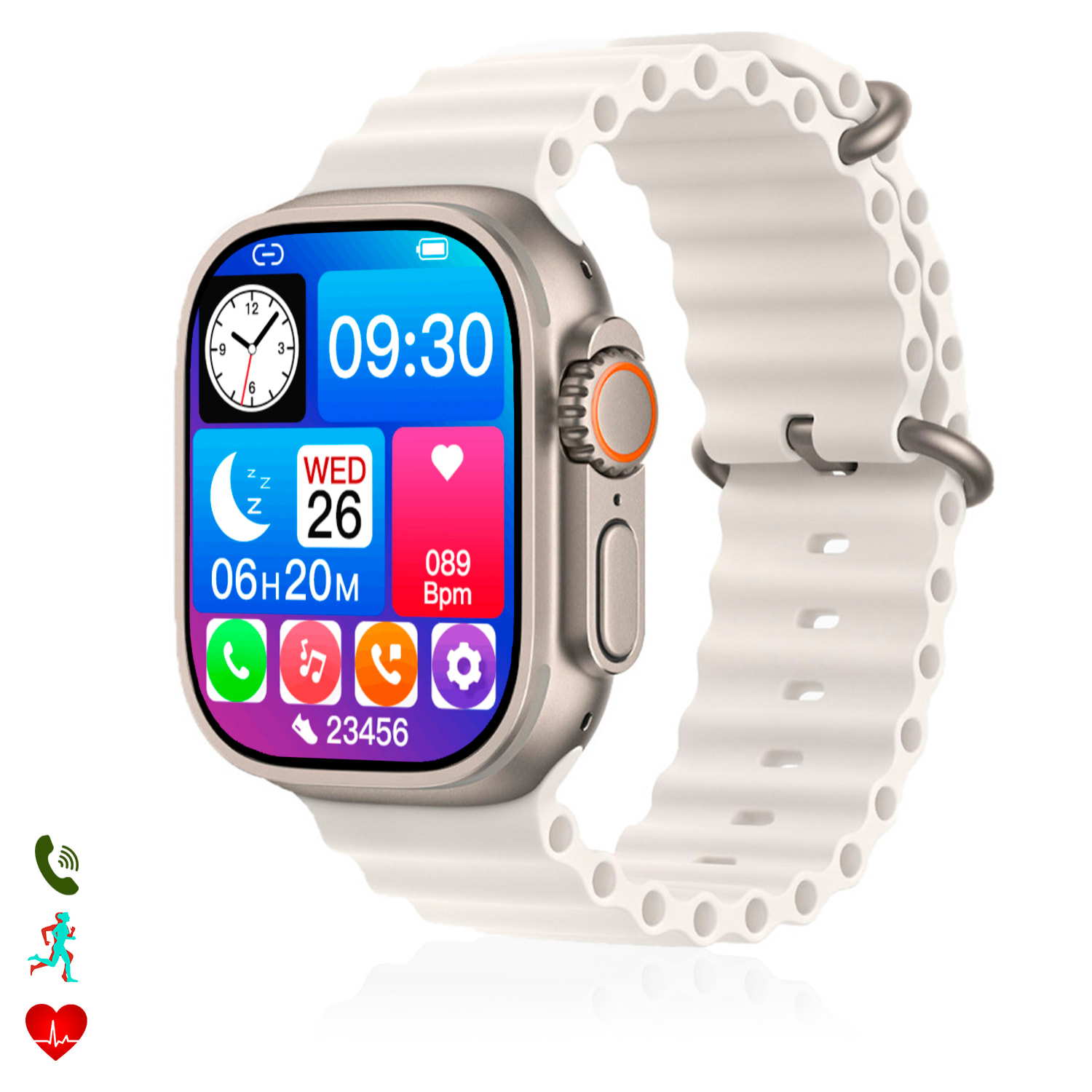 Smartwatch Z55 Ultra2 con llamadas Bluetooth, monitor de salud, modos deportivos, corona multifunción y botón de acceso rápido configurable.