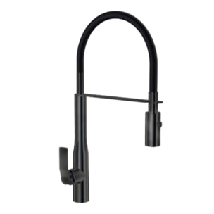 PAINI Mitigeur cuisine Addict Bec haut noir mat brosse douchette extractible