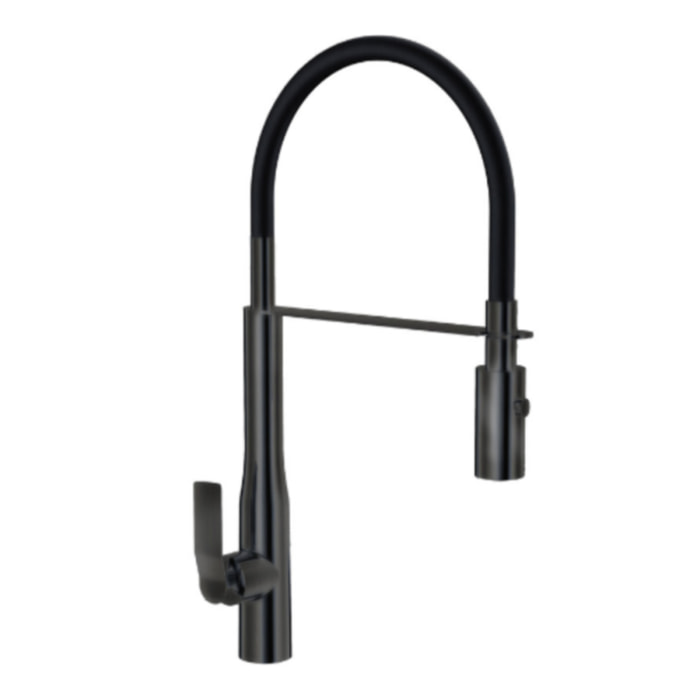 PAINI Mitigeur cuisine Addict Bec haut noir mat brosse douchette extractible