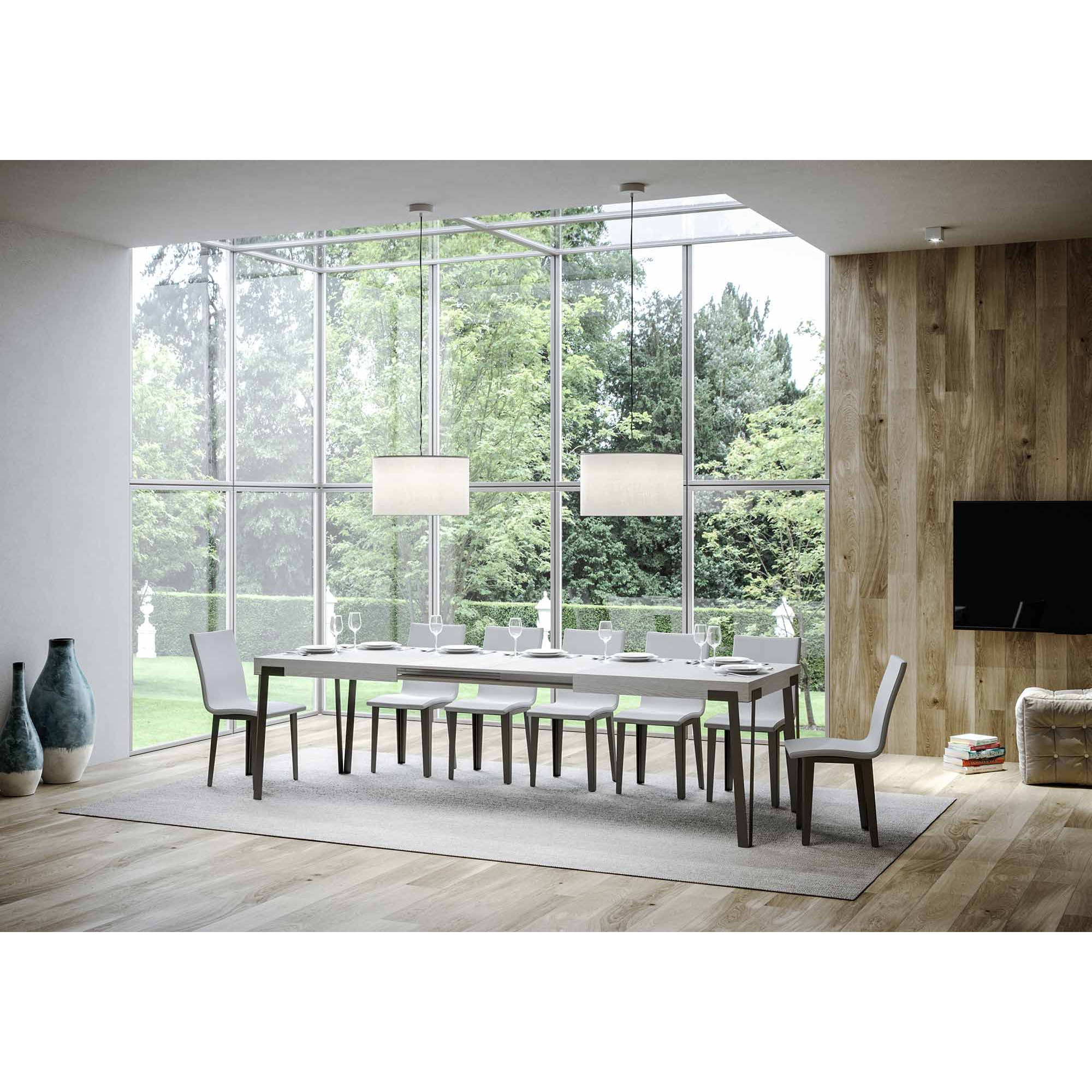 Table extensible 90x180/284 cm Rio Frêne Blanc cadre Anthracite