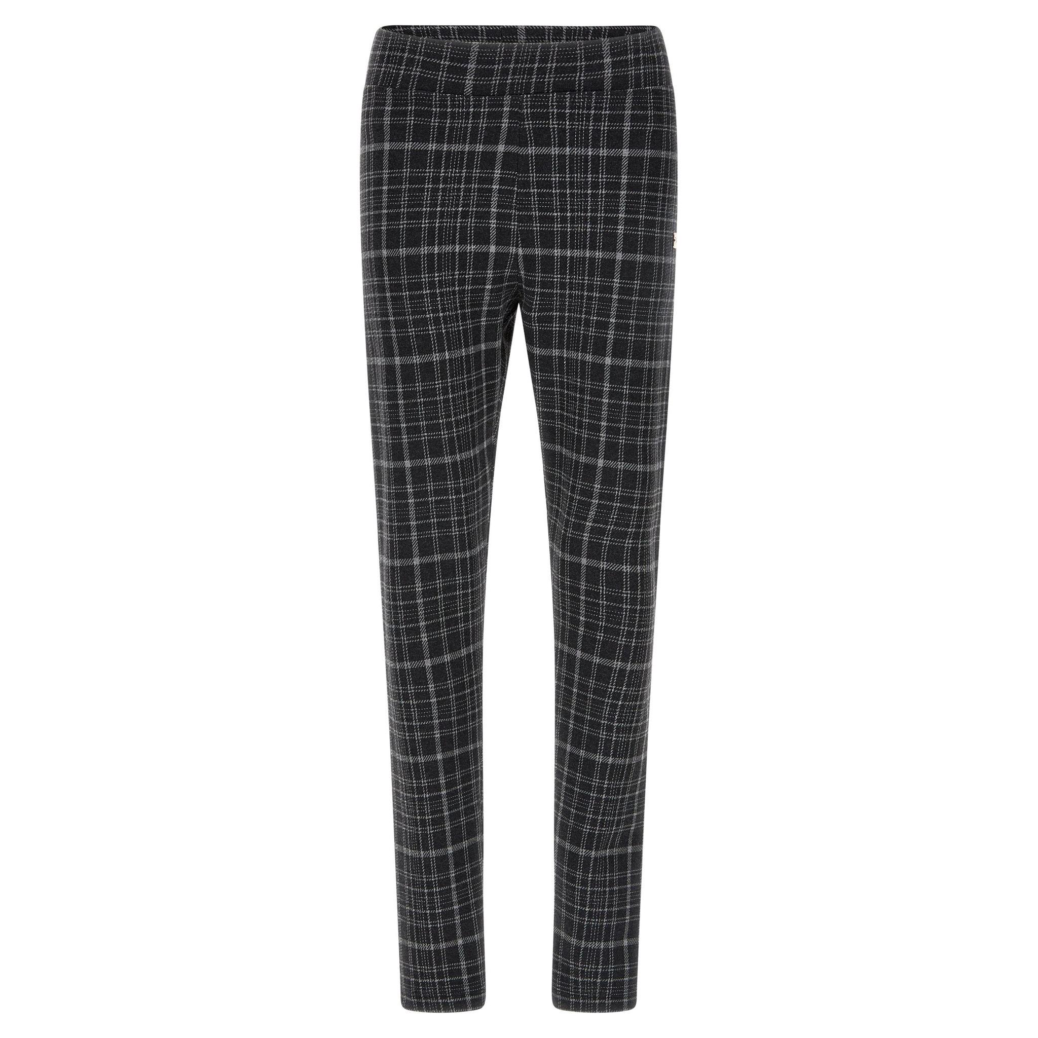 Pantaloni aderenti in punto milano a fantasia tartan