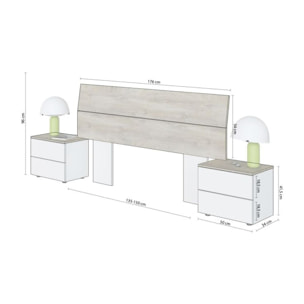 Cabecero con mesitas Brike Blanco Artik (Blanco Mate) – Roble Alaska