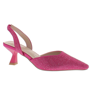 Marina Galanti Scarpe Donna Micro-strass Decollete Slingback Heeled 60 MG 1A122 Fuxia