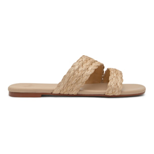 Sandalia plana slip-on Paz en rafia trenzada