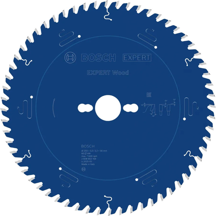 Lame de scie circulaire filaire Ø250mm EXPERT Wood pour scies stationnaires - BOSCH - 2608902169
