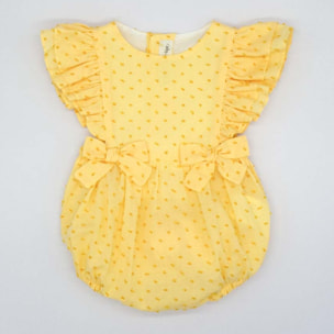 PELELE CON VOLANTES Y LAZOS PLUMETI AMARILLO