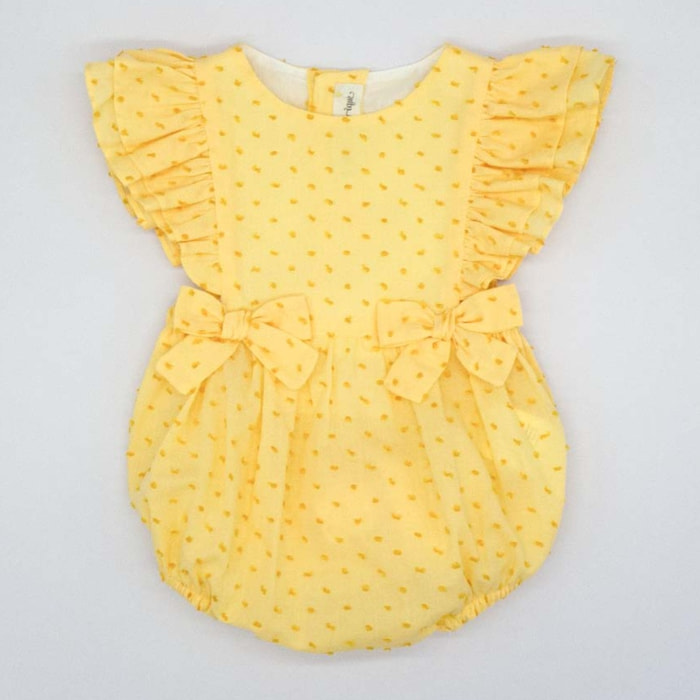 PELELE CON VOLANTES Y LAZOS PLUMETI AMARILLO