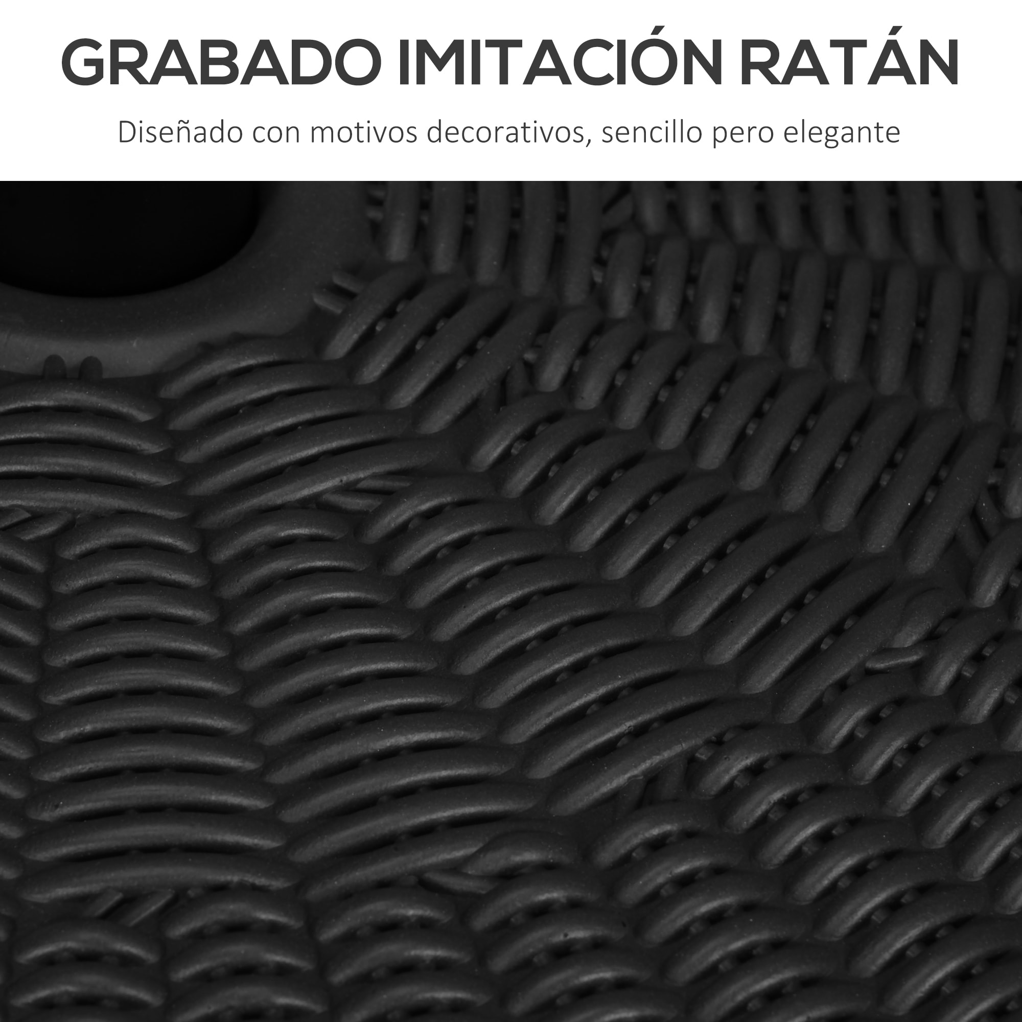Base de Sombrilla Redondo Soporte para Parasol Rellenable de Agua 22 kg y Arena 29 kg para Poste de Parasol de Ø38/48 mm Superficie de Imitación de Ratán Ø51x36 cm Negro