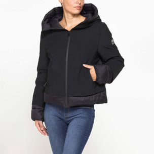 GIUBBINO CORTO CON CAPPUCCIO IN DOPPIO TESSUTO