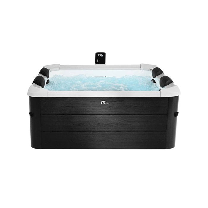 Spa rigide 6 places 180cm carré gris hydromassages, 4 coussins + bâche incluse OSLO PLUS