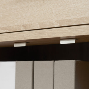 HOMCOM Aparador de Salón Moderno con 2 Puertas 1 Cajón y 3 Estantes Abiertos Mueble Auxiliar de Almacenaje para Cocina Dormitorio Entrada Antivuelco 80x30x96,5 cm Natural