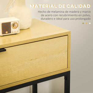 Mesa Consola con Cajón Consola Auxiliar Moderna Mesa de Entrada con Patas de Acero para Pasillo Salón Dormitorio 80x30x76 cm Natural