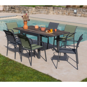 Ensemble table et chaises de jardin  - Anthracite et Vert - HONFLEUR BEZIERS CHENE