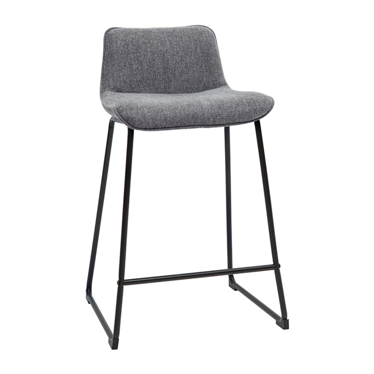 Tabourets de bar en tissu effet velours texturé gris et métal H65 (lot de 2) BOOST