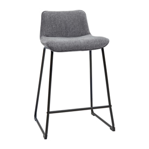 Tabourets de bar en tissu effet velours texturé gris et métal H65 (lot de 2) BOOST