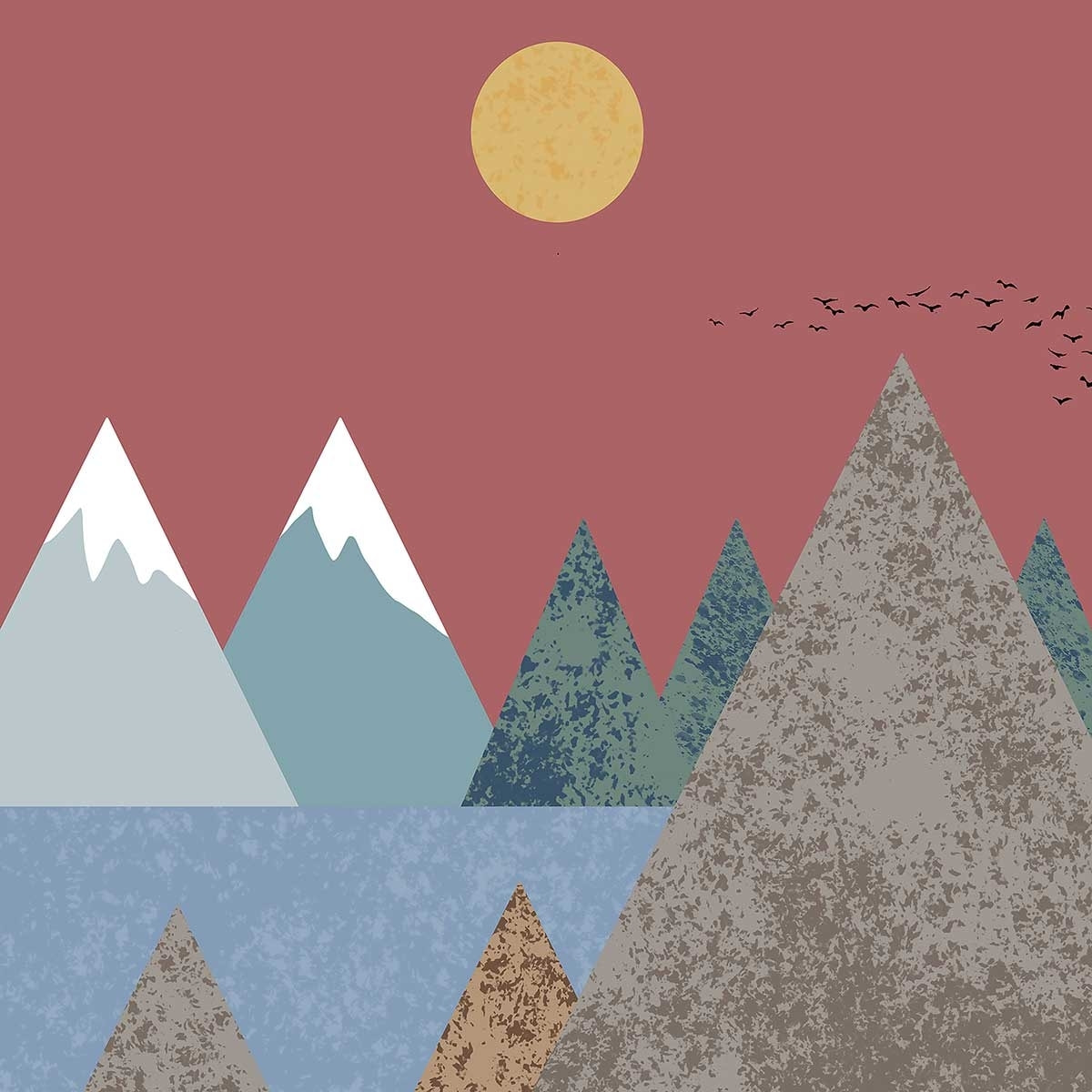 Affiche Soleil couchant Affiche + cadre en bois - Chêne