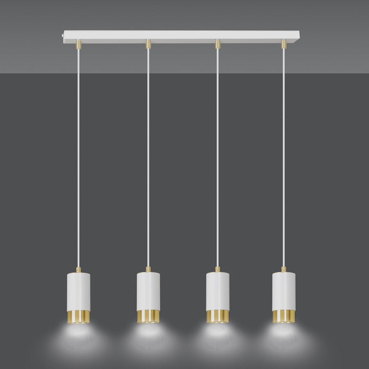 Lampada a sospensione Fumiko in acciaio bianco e oro