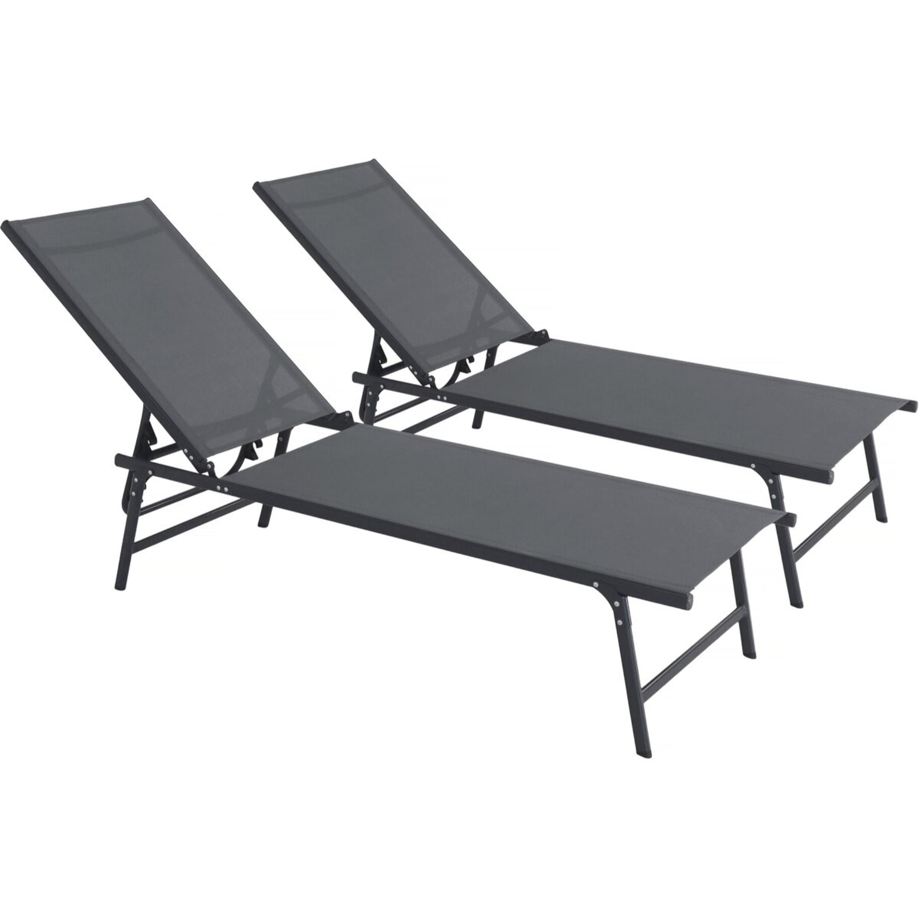 Lot de 2 bains de soleil en métal "Sublima" - 180 x 54 x 104 cm - Anthracite