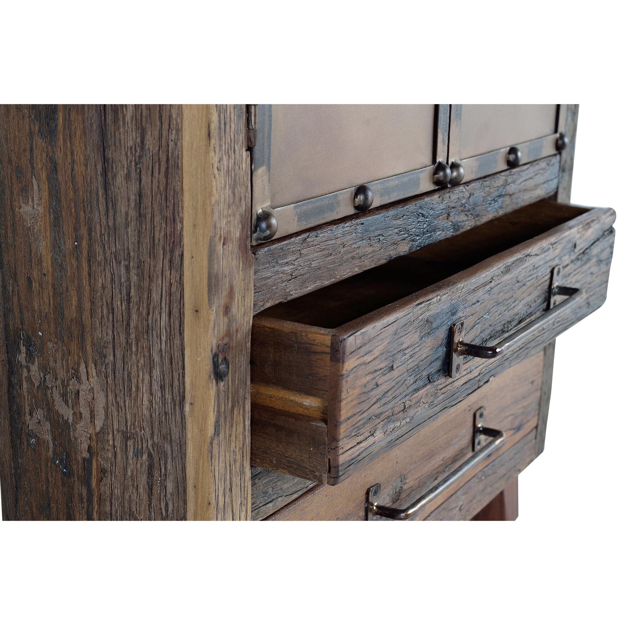 Aparador - madera y bronce viejo - 75x40x120cm