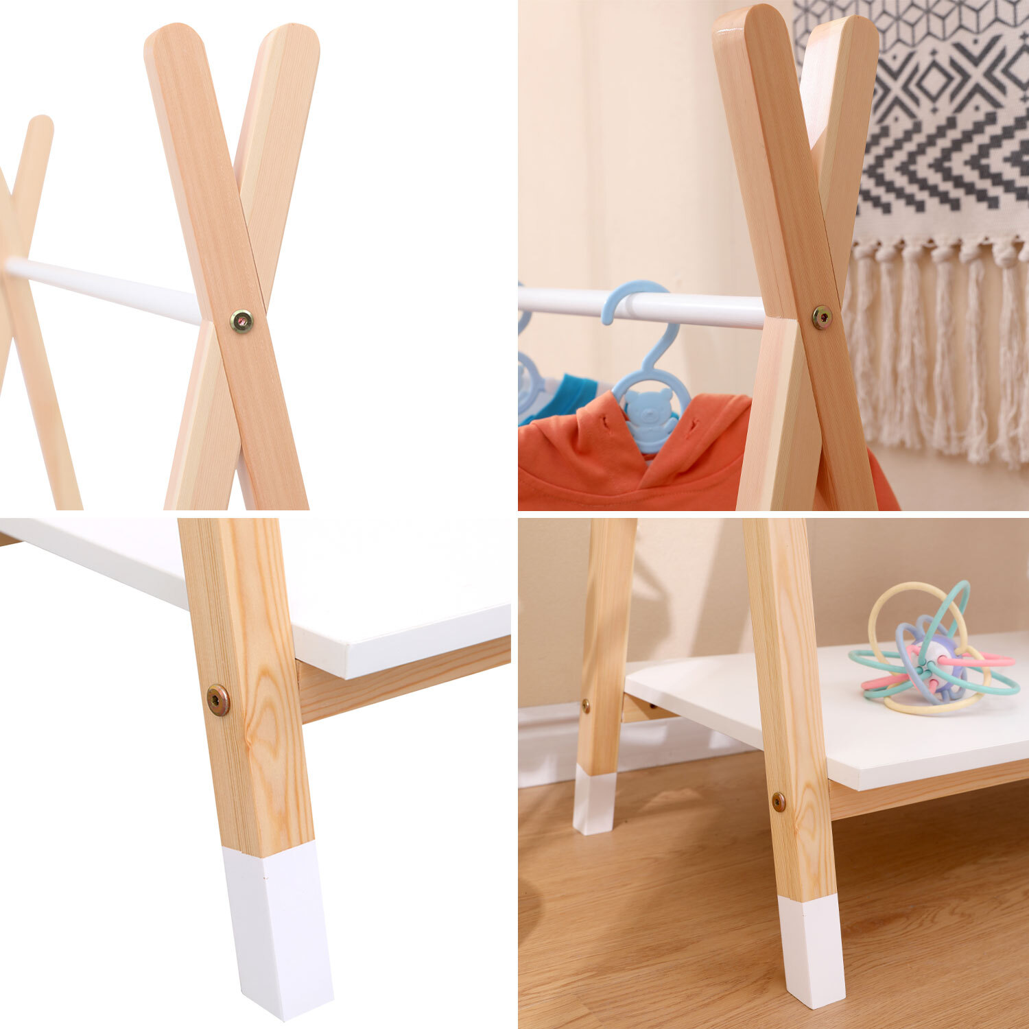 Penderie pour enfant bois et blanche LOU